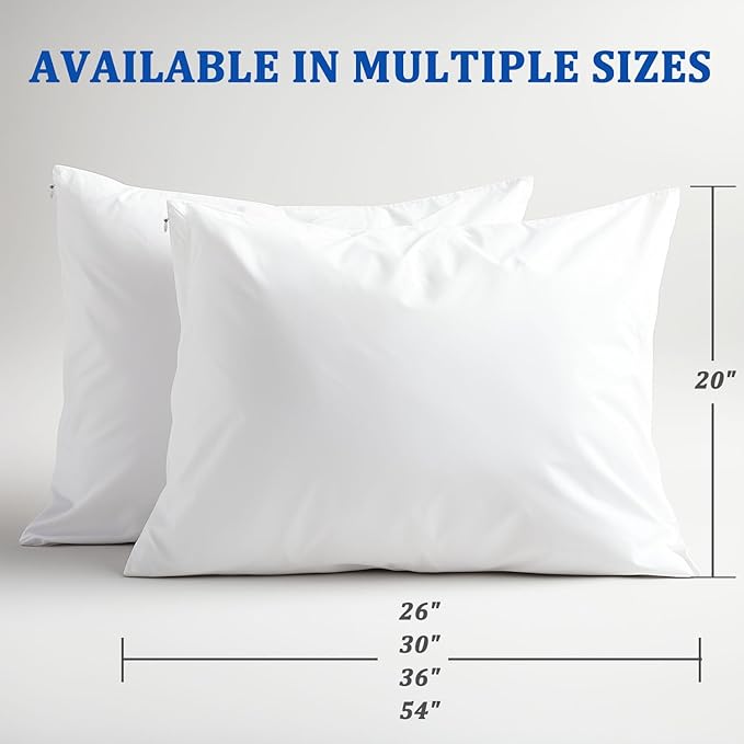 Precoco White Pillow Cases Standard Size Set of 2-100% Cotton Cozy & Soft Pillow Protectors with Zipper Hidden 600 Thread Count Cooling Pillowcases Covers for Hair and Skin,20x26 Inches