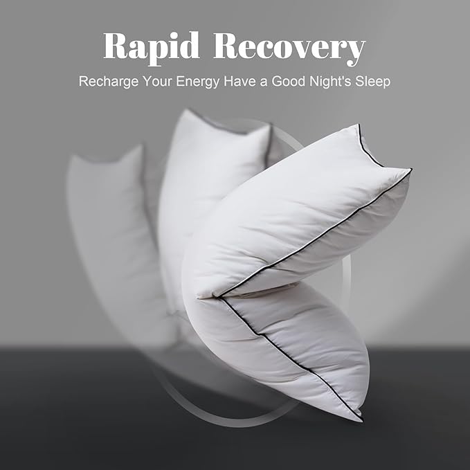 Flat Feather Down Pillows Pillows for Sleeping Queen Size Set of 1, Thin Hotel Pillow 1 Pack with Airyfil™ Fillings, Soft Bed Pillow for Stomach, Back Sleepers, Soft, 20×30 in.