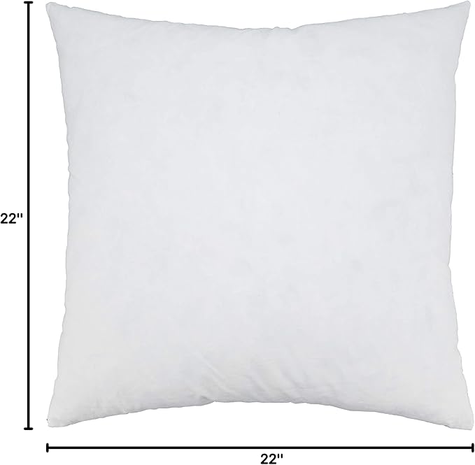 SARO LIFESTYLE Down Feather Pillow Insert, White, 22"x22"