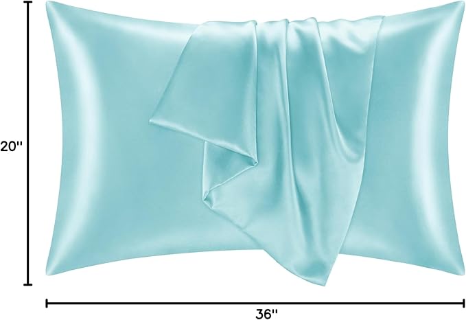 BEDELITE Satin Pillowcase for Hair and Skin, Super Soft and Cooling Similar to Silk Pillow Cases 2 Pack with Envelope Closure, Gift for Women Men(20"x36" King Size, Blue)