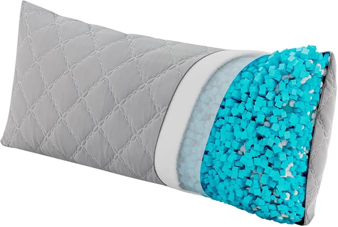 BEDELITE Cooling Body Pillow for Adults, Creative Ultra Soft Cool-Touch Quilted Nylon-Spandex Body Pillow Cover, Adjustable Memory Foam Long Pillow for Side Sleepers, Pregnancy & Back Pain(Light Grey)
