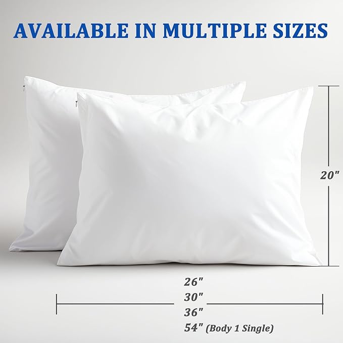 Precoco White Body Pillow Pillowcase-100% Cotton Cozy & Soft Body Pillow Cover with Double Zipper Hidden 600 Thread Count Cooling Pillow Protectors for Hair and Skin,20x54 Inches,1 Pack