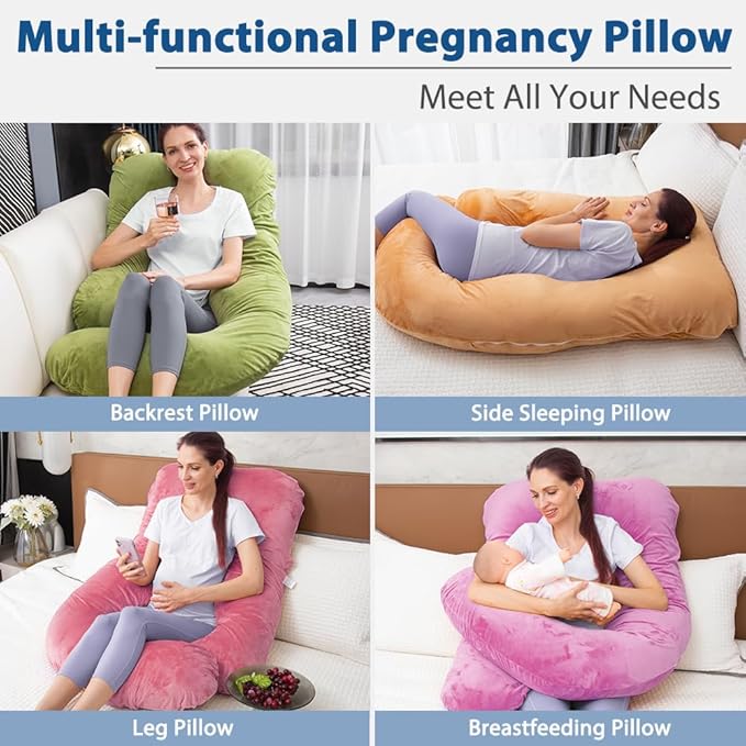 60 Inch Pregnancy Pillow for Sleeping, Extra Large U Shaped Body Pillow, Maternity Pillow for Pregnant Women (Green)