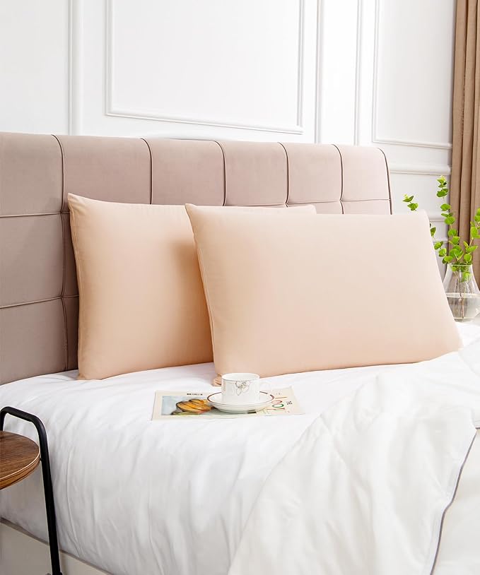 Warmstar Cotton Pillow Cases King Size Set of 2, 600 Thread Count Pillowcases 20x36 Inches, Soft Long Staple Cotton Pillowcases Breathable with Envelope Closure,Champagne