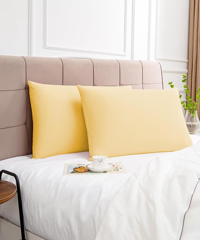 Warmstar Cotton Pillow Cases King Size Set of 2, 600 Thread Count Pillowcases 20x36 Inches, Soft Long Staple Cotton Pillowcases Breathable with Envelope Closure,Mustard Yellow