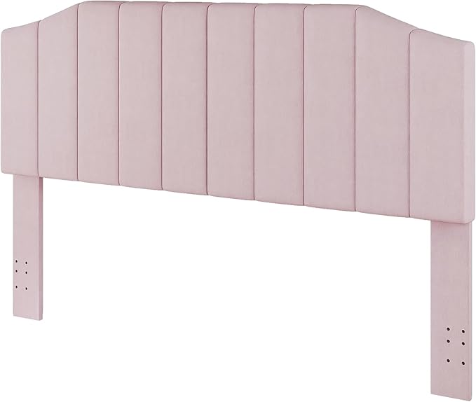 Furpopup King Size Headboard Only, Velvet Upholstered Headboard King/California King Size Wall Mount and Bed Frame Mount, Featuring High-Density Sponge Padding Easy Assembly Comfort Style-Pink