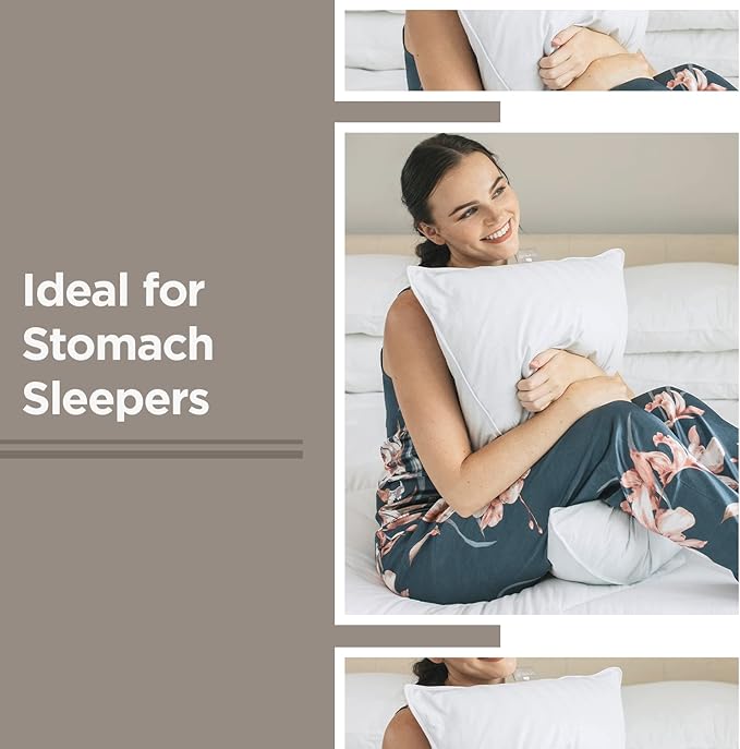 DOWNLITE Worlds Flattest Down Pillow - Designed to Be Really Thin - Perfect for Stomach Sleepers - from (Standard/Queen)