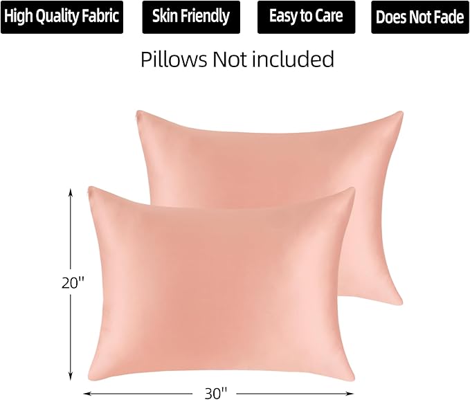 Cotton Pillow Protectors/Cases Queen Size with Zipper 2 Pack Blush Pink Color,Cooling & Breathable Bed Pillow Protectors Set of 2 Pillow Cases Cover (Queen Size 20" x 30")