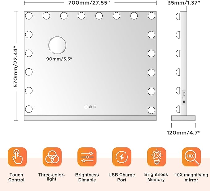 M MIVONDA Hollywood Vanity Mirror with 18 Dimmable Bulbs