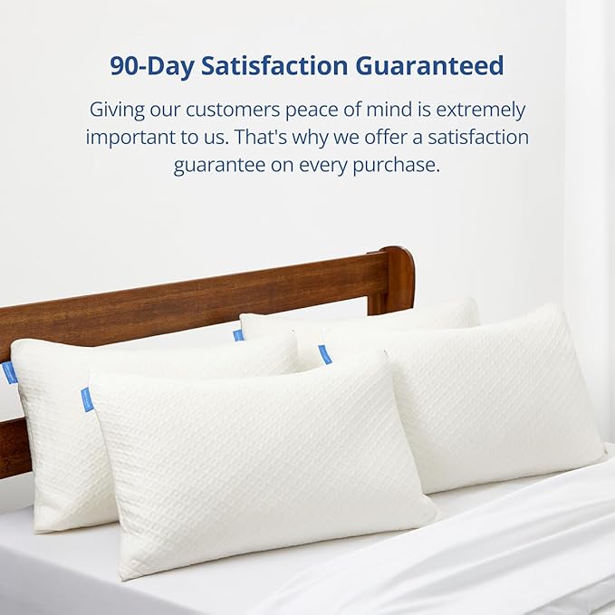 Cosy House Collection 2-Pack Luxury Rayon Derived From Bamboo Shredded Memory Foam Pillow - Adjustable & Removable Fill - Cool & Breathable Cover with Zipper for Side, Back, & Stomach Sleepers (Queen)