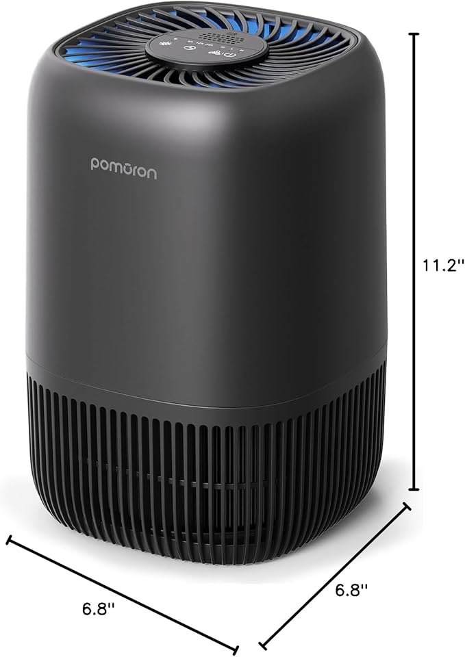 POMORON Air Purifiers for Bedroom Home, Air Filter Cleaner with Fragrance Sponge, 3-in-1 Premium Filter for Smoke, Allergies, Pollen, Pet Dander, Odor, Dust, Portable Air Purifier for Bedroom Office