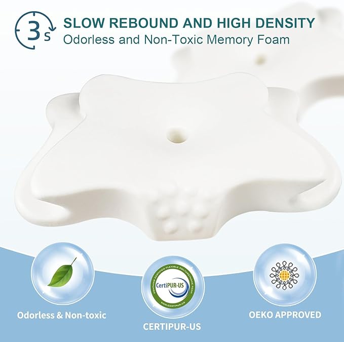 CHxxy Cervical Pillow for Neck Pain Relief, Memory Foam Pillows, Ergonomic Contour Bed Pillow, Soft for Side Sleep Stomach Sleeping and Back Sleepers-Queen Size Dark Grey&White