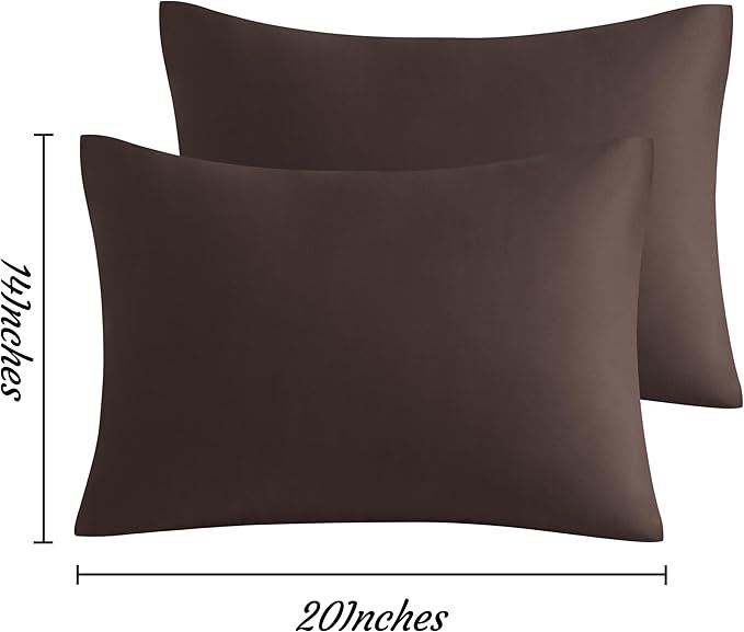 NTBAY Toddler Pillow Cases Set of 2, 2 Pack Brushed Microfiber 14x20 Pillow Cases, Soft, Wrinkle, Fade, Stain Resistant Dark Brown Pillow Cases with Envelope Closure, 14x20 Inches, Dark Brown