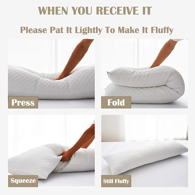 DOWNCOOL Full Body Pillow for Adults- Ultra Soft Long Bed Pillow with Removable Cover Cooling Breathable, Polyester Microfiber Large Body Pillow, 20x54 inch (with Cover)