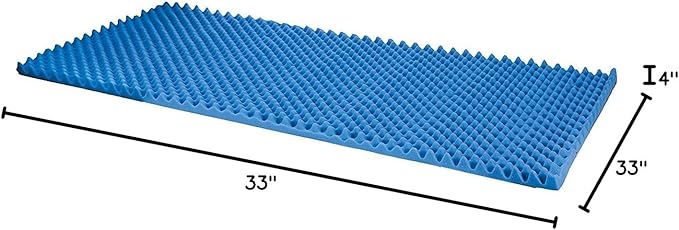 DMI Foam Mattress Topper, Egg Crate Foam Pad, Mattress Pad and Bed Topper for Support, Air Circulation, Pressure Relief and Weight Distribution, Hospital Size Mattress, 33 x 76 x 4 ,Blue