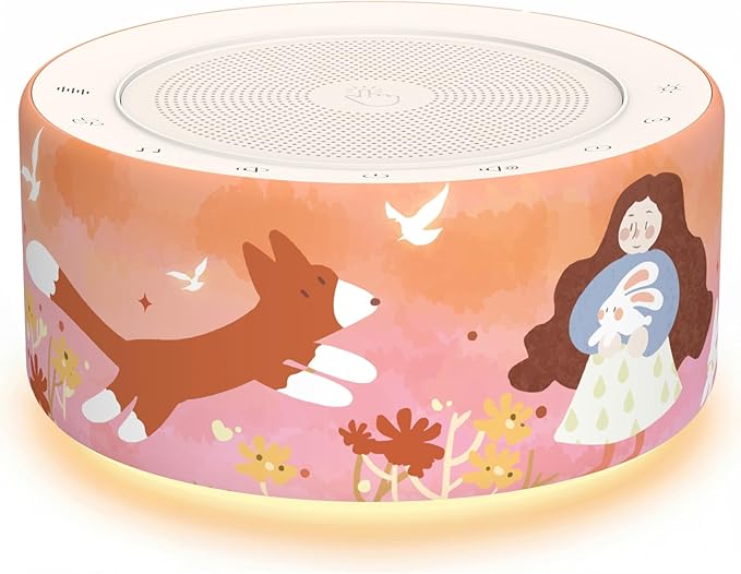 Kipcush White Noise Machine - Soft Non-Glare Nursery Lamp, 30 Soothing Sounds, 8 Color Lights, Max 8-Hour Timer for Baby & Adults (PT05, Standard)