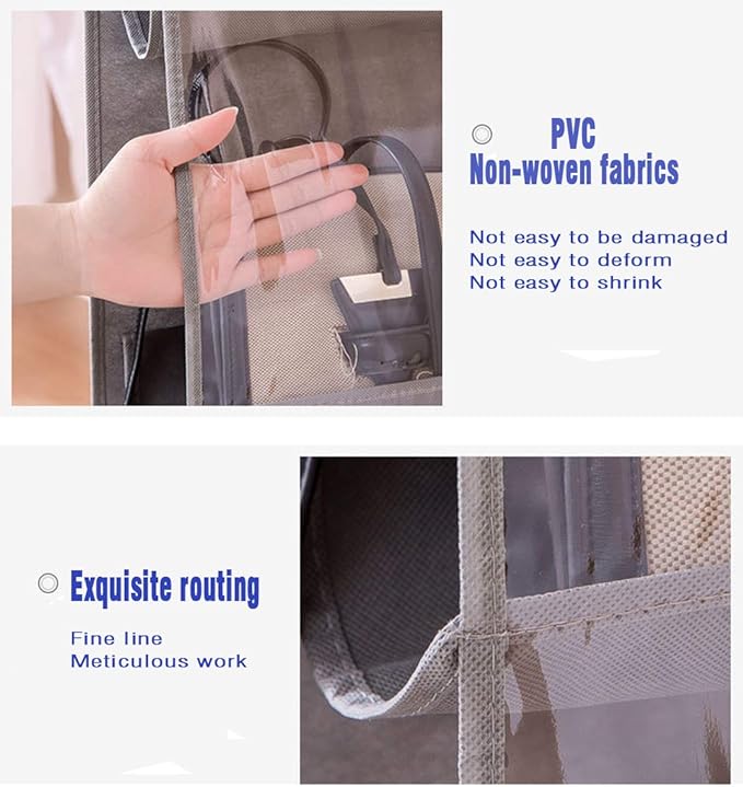 AARAINBOW 1 Pack Hanging Handbag Purse Organizer for Closet, Womens Purse Storage Organizers, Hand bag Organizer Holder, Wardrobe Purse Organizer 8 Pockets Space Saving 41 L x 13.5W (B-Black)