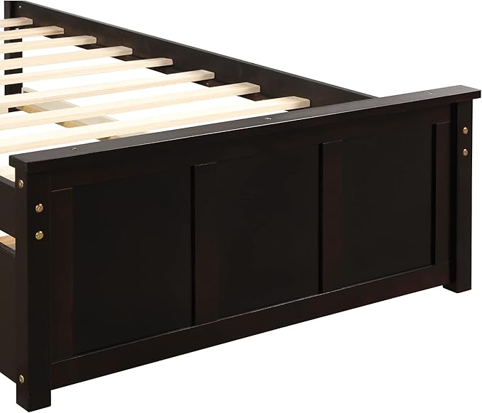 Ball & Cast Twin Bed Frames,Dyabed Platform Bed W/Pull Out Trundle Bed,Trundle can be Placed on Either Side of The Bed,for Bedroom,Guest Room,Apartment,Espresso