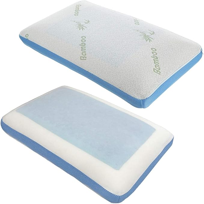 Cervical Pillow Cooling Orthopedic Memory Foam Pillows for Back Stomach Side Sleeper - Sleeping Travel Neck Gusseted Bed Pillow Gel Layer Provides Coolness Removable Washable Cover
