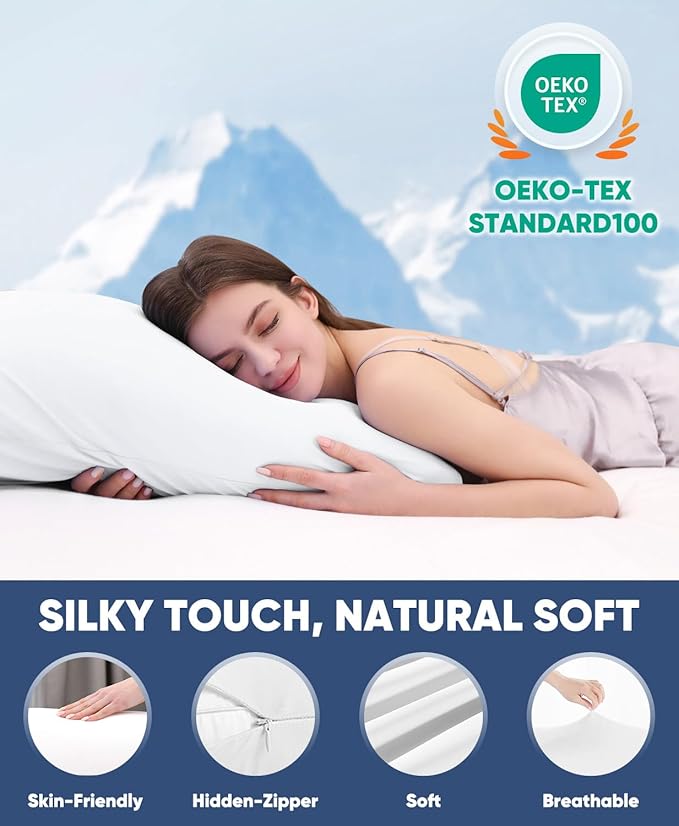 LUXEAR Cooling Pillow Cases, 2 Pack Stretch Arc-Chill Q-max >0.5 Cool Pillowcases Fit Standard & Queen Size Pillows, Protecting Hair & Skin, Gifts for Women & Men, Hot Sleeper, Night Sweats - White