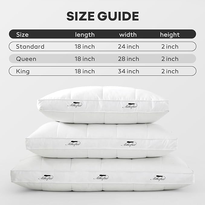 Goose Feather Down Pillows King Size Set of 2, Gusseted Design Hotel Collection Pillows, 100% Cotton Cover, Medium Firm Support Bed Pillows for Side, Back, and Stomach Sleepers(18”x34”)