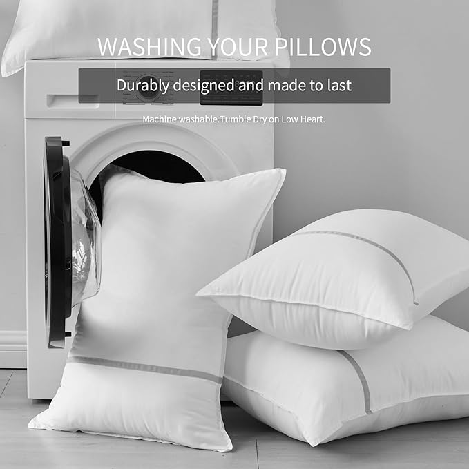 Bed Pillows Standard Size Set of 4, Medium Firm Hotel Pillows for Sleeping, Cooling Pillows for Side & Back Sleepers, Down Alternative Filling, 20 x 26 Inches