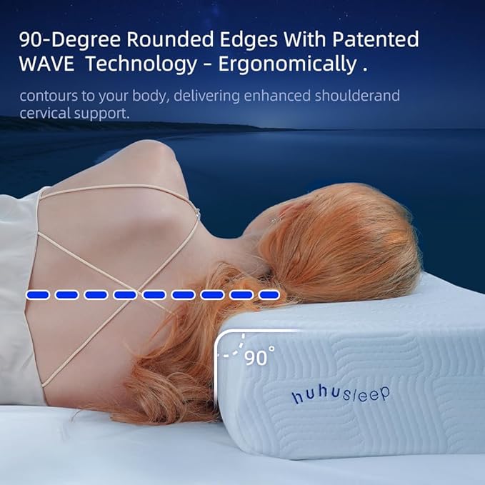 Cube Pillow for Side Sleeper with Firm Layer, Cooling Memory Foam Pillows with Two Side Four Types of Softness for Neck and Shoulder Pain, King or Queen 24"x12"x5"