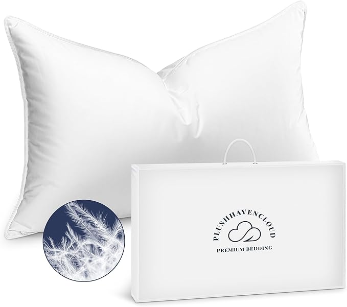 White Goose Down Pillow - Luxury Hotel Bed Pillow with 100% Natural 1000+ Fill Power Goose Feather Down Pillow for Sleeping, 700TC Cotton Shell, Standard Size- Soft, 1 Pack