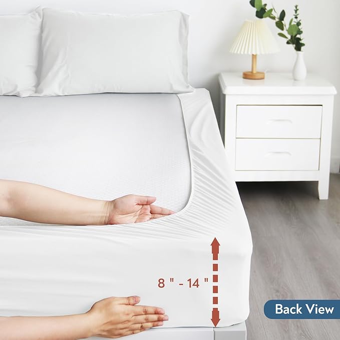 2 Pack Twin Mattress Protector Waterproof Cover, Waterproof Bed Twin Fitted Sheet Only, Machine Washable 14" Deep Pocket Twin Size Mattress Covers for Kids Bed, White