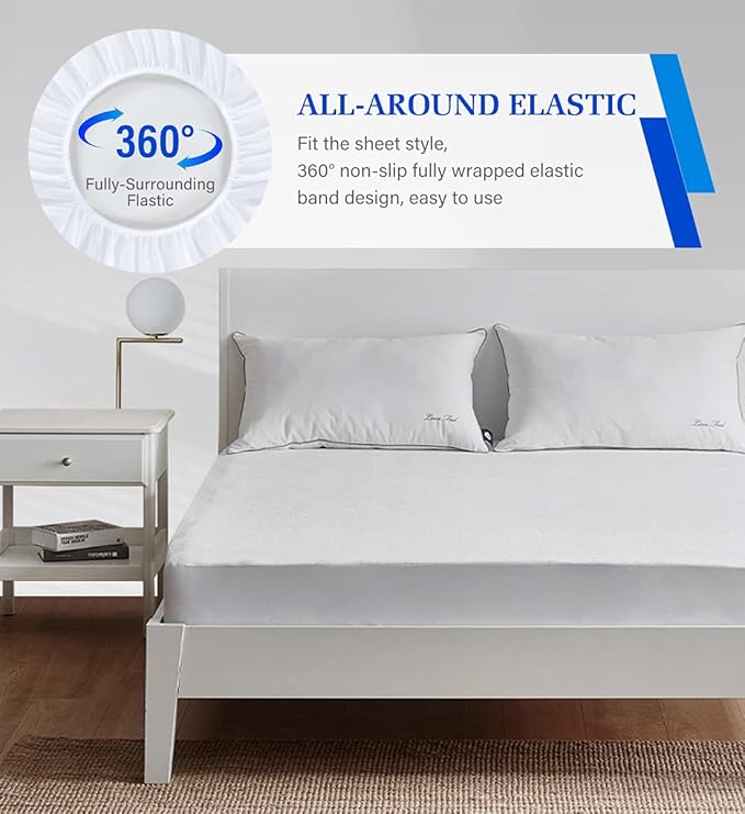 2 Pack Full Size Mattress Protector Waterproof Mattress Protector Full Mattress Pad Cover Noiseless, Soft Breathable Terry for Pets Kids Adults 54" x 75"