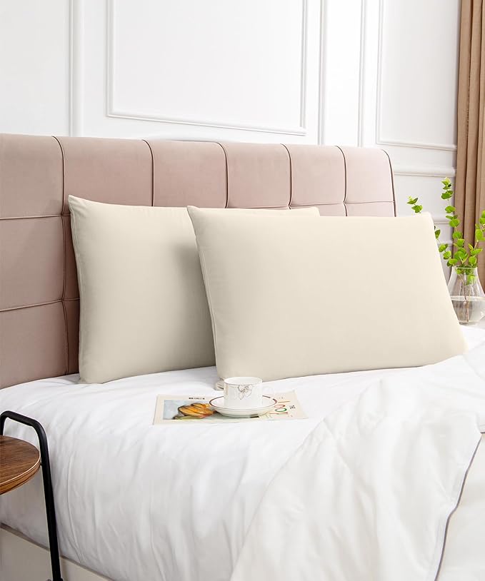 Warmstar Cotton Pillow Cases Standard Size Set of 2, 600 Thread Count Pillowcases 20x26 Inches, Soft Long Staple Cotton Pillowcases Breathable with Envelope Closure,Ivory White