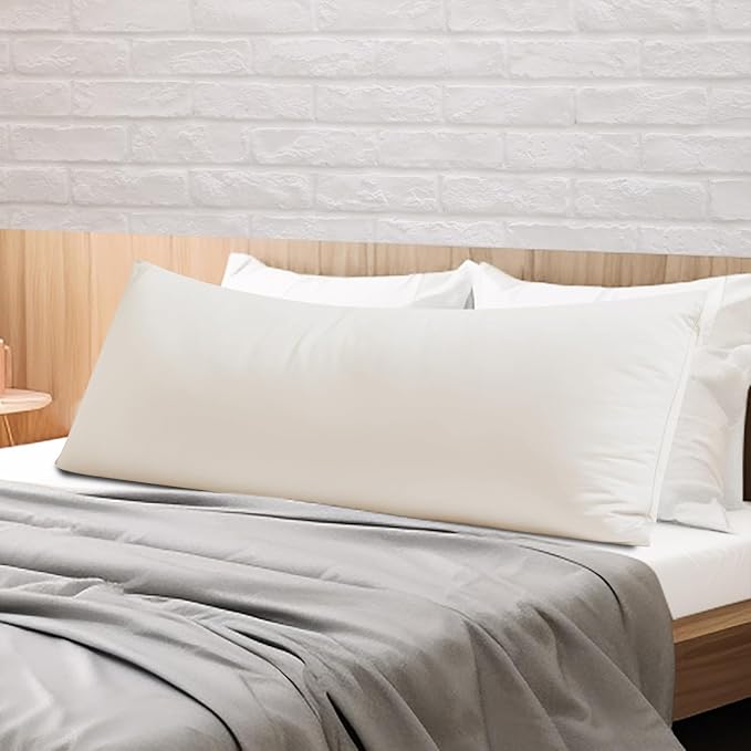 Body Pillow Cover Long Pillow Case,100% Egyptian Cotton Bed Pillow Protector with Zipper,400 Thread Count Cooling Full Body Pillowcase for Adults 20x54 Inches (1 Pack, Light Beige)