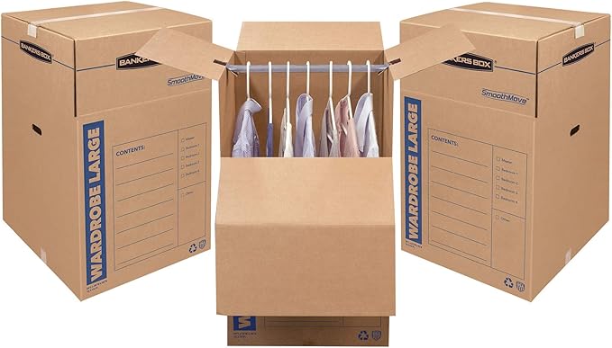 Bankers Box Tall Wardrobe Box 3 Pack, 24-in x 24-in x 40-in (7711001)