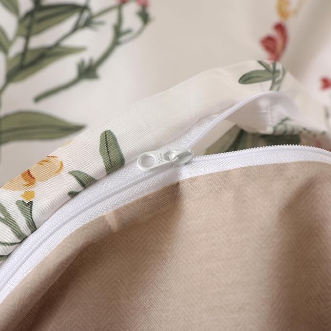 OAITE Duvet Cover King Size - 100% Cotton Comforter Cover Floral Duvet Cover Sets 3-PC, Breathable Duvet Cover with Zipper Closure & Corner Ties