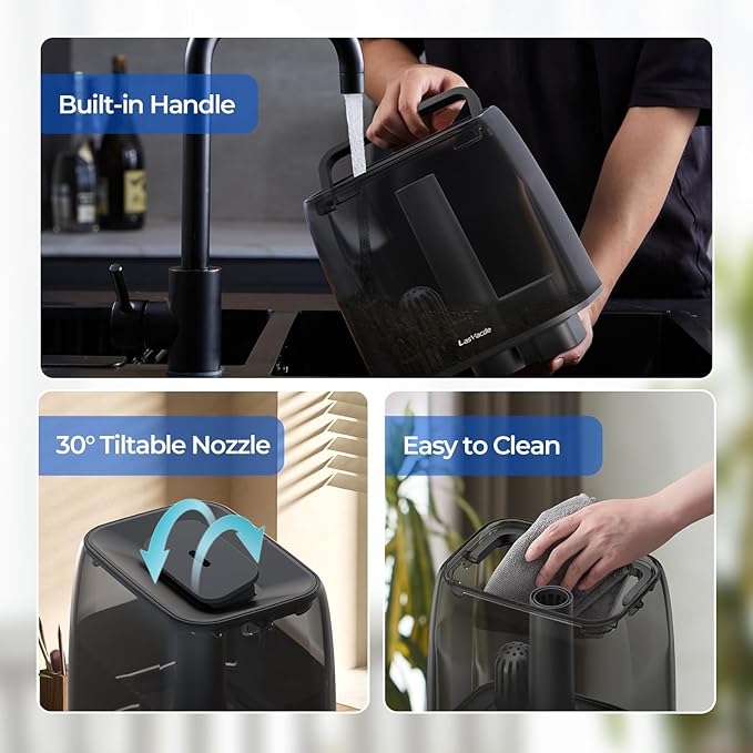 Top Fill Humidifiers for Bedroom, 4.0L Tank Cool Mist Humidifiers for Large Room, 30H Runtime, 28dB Quiet Ultrasonic Air Humidifier for Home with 9H Timer, Aroma Tray