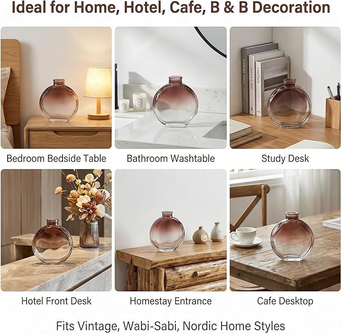 150ml/5oz Empty Glass Diffuser Bottle Diffuser Jars Aromatherapy Storage Container Fragrance Accessories Use for DIY Replacement Sticks Sets Oils Crafts Decor(Brown)