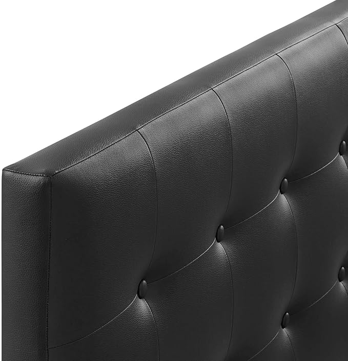 Modway Emily Tufted Button Faux Leather Upholstered King Headboard in Black