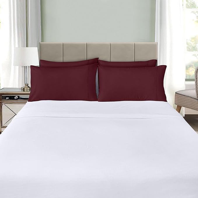 Utopia Bedding Standard Pillow Cases - 4 Pack - Envelope Closure - Soft Brushed Microfiber Fabric - Shrinkage and Fade Resistant Pillow Covers Standard Size 20 X 26 Inches (Standard, Burgundy)