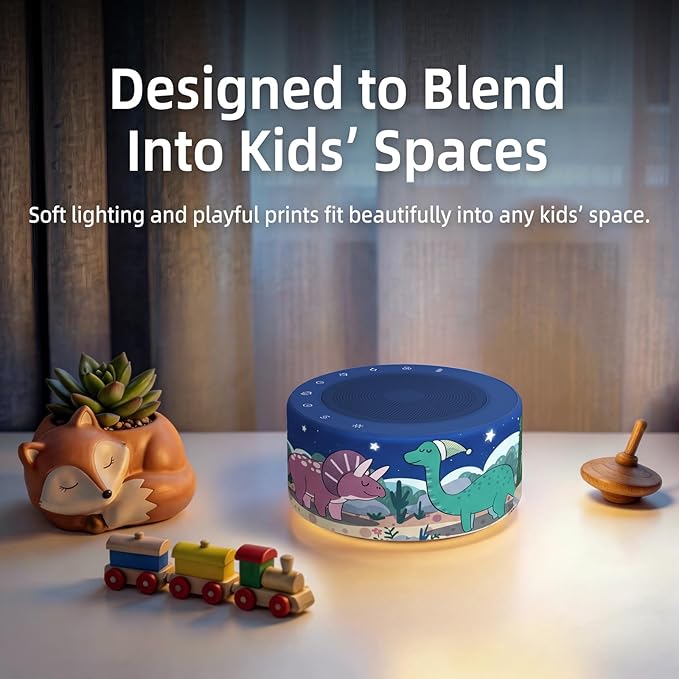 Kipcush White Noise Machine - Soft Non-Glare Nursery Lamp, 30 Soothing Sounds, 8 Color Lights, Max 8-Hour Timer for Baby & Adults