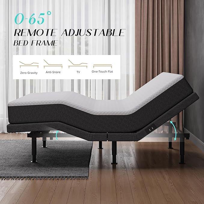 Queen Size Adjustable Bed Frame - Elderly & Senior Friendly, Zero Gravity, Head/Foot Adjustment, Enhanced Comfort,900lbs Capacity