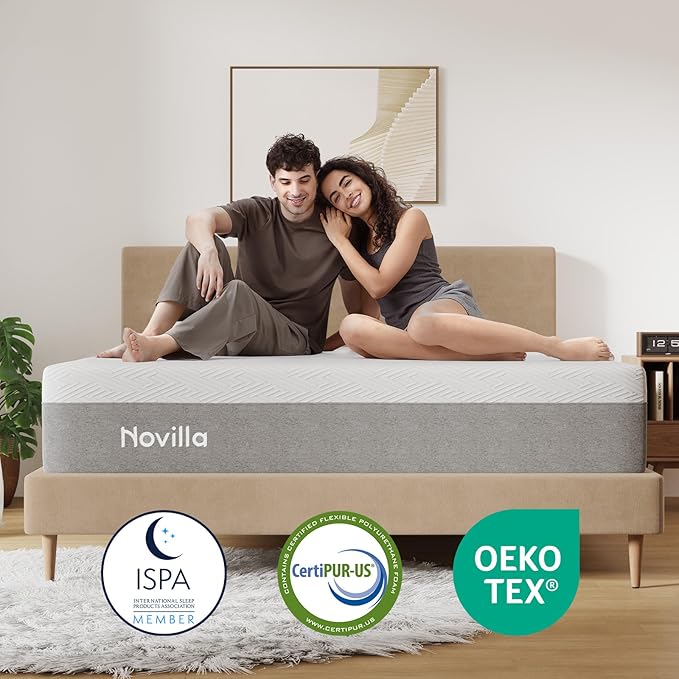 Novilla Bliss King Size Mattress, 12 Inch Gel Memory Foam King Mattress in a Box for Cool Night Sleep & Pressure Relief with Spine Alignment, Motion Isolation, CertiPUR-US Certified