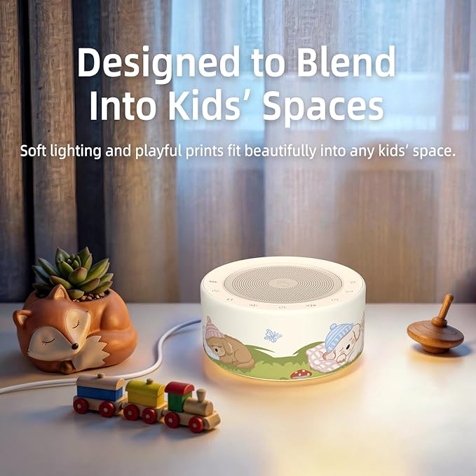 Kipcush White Noise Machine - Soft Non-Glare Nursery Lamp, 30 Soothing Sounds, 8 Color Lights, Max 8-Hour Timer for Baby & Adults (Sleepy Puppy, Standard)