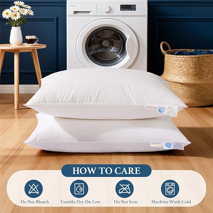 Canadian White Goose Down Pillows Queen Size Set of 2-900+ Fill Power, Soft Down Pillow for Sleeping, Fluffy Hotel Luxury Bed Pillows for Neck Pain Relief, Side Sleeper Pillow - 20"x30"