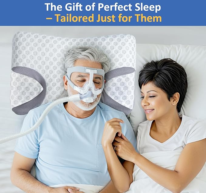 IKSTAR CPAP Pillow for Side Sleepers – Fits All CPAP Mask Types – Adjustable Memory Foam with Contoured Cutouts for Side, Back & Stomach Sleepers – Reduces Air Leaks & Mask Pressure a Better Sleep