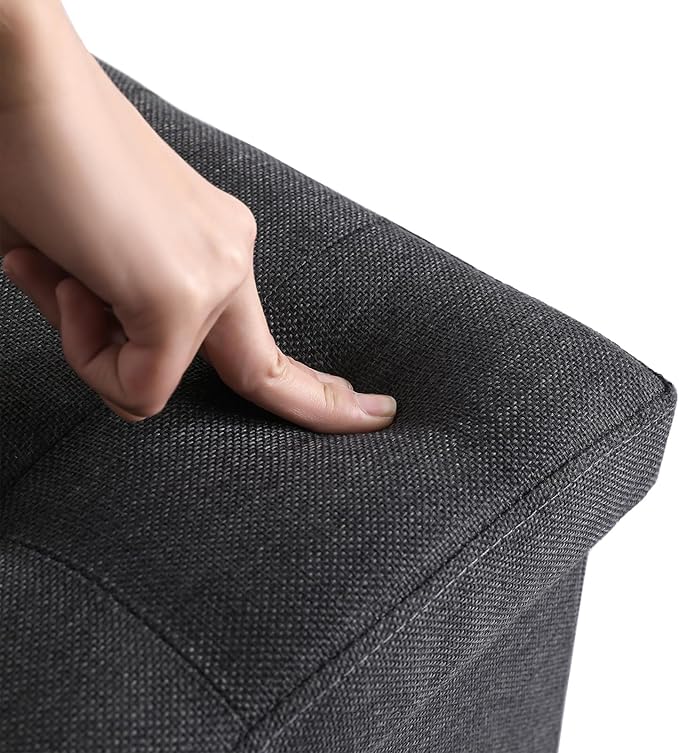 Storage Ottoman Cube Small Footrest Foldable Seat Foot Stools Square Tufted Ottoman Linen Black