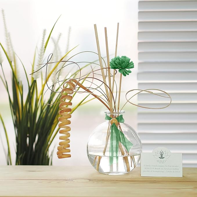 Hosley Glass Diffuser Sets Include a Glass Bottle with Reeds and 140ml Wild Cherry Scent Premium Refill Diffuser Oil. Ideal Gift for Weddings, Spa, Reiki, Meditation, Bathroom