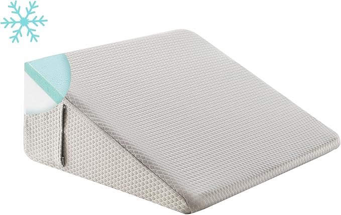 Bedluxe Wedge Pillow,12 inch Bed Wedge Pillow for Headboard, Pillow Wedge for Acid Reflux Relief, Sleeping, After Surgery, Snoring, Gerd, Triangle Pillow Wedge - Cooling Memory Foam Top, Grey