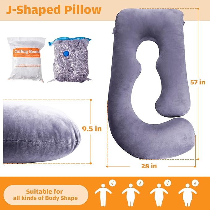 Chilling Home Pregnancy Pillow, U Shaped Full Body Maternity Pillow 58 inch, Pregnant Women Must Haves Pregnancy Pillows for Sleeping with Removable Cover