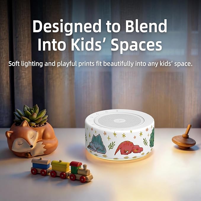 Kipcush White Noise Machine - Soft Non-Glare Nursery Lamp, 30 Soothing Sounds, 8 Color Lights, Max 8-Hour Timer for Baby & Adults