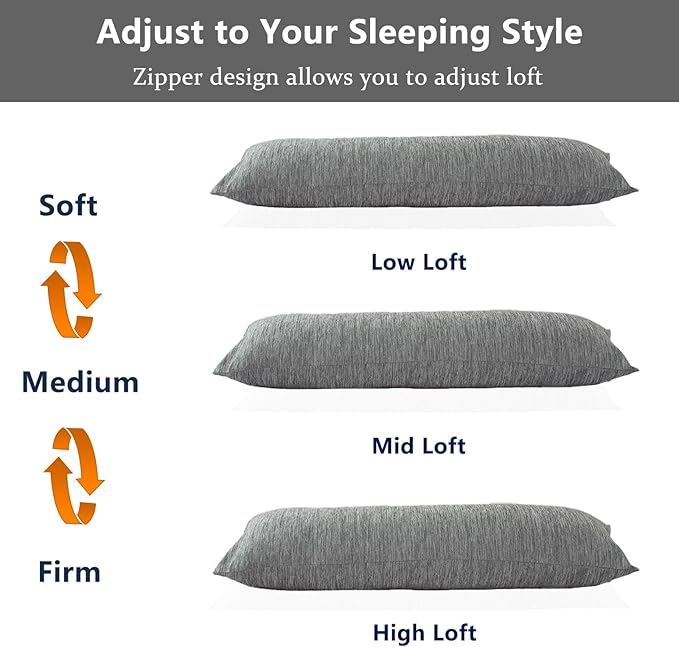 1 MIDDLE ONE Body Pillow, Cooling Memory Foam Body Pillows for Adults Sleeping, Long Pillow for Bed, Big Large Firm Full Body Pillow for Side Sleeper, 20x54 Inch, Cooling Grey